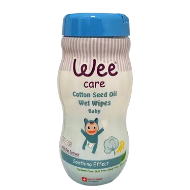 دستمال مرطوب کودک روغن پنبه دانه سیلندری 70 برگی - آبی وی کر Wee care